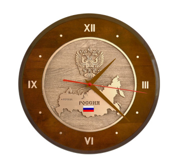 Настенные часы ''Карта России с гербом РФ'' КР